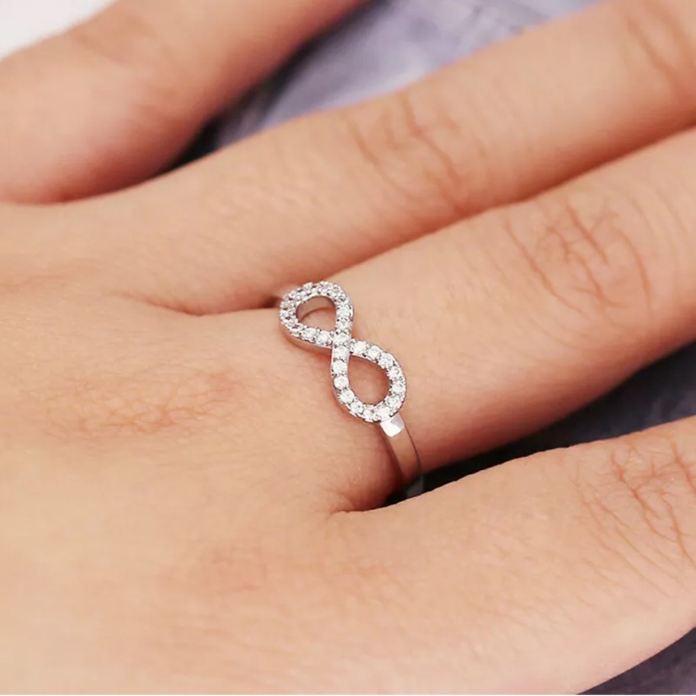 Infinity Women 925 Silver Rings White Sapphire - Picture 2 of 4